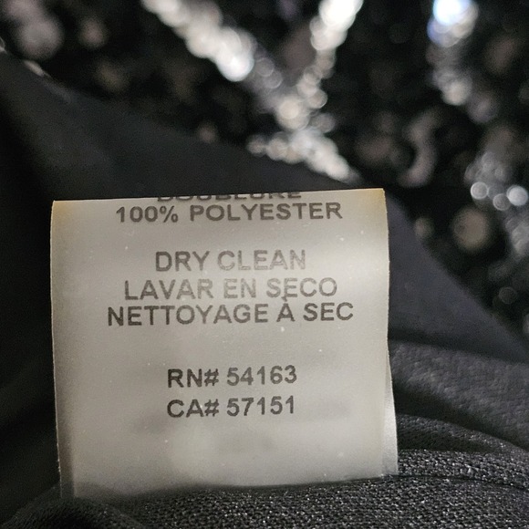 Vince Camuto Women Dress 4 Black Mini Capped Sleeve Deep Vneck Sheath Sequin 748 - Picture 10 of 15